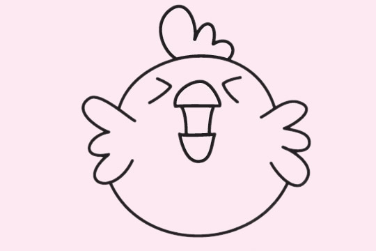 卡通圆圆的小鸡简笔画