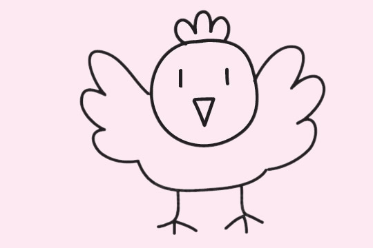 张开翅膀的小鸡简笔画