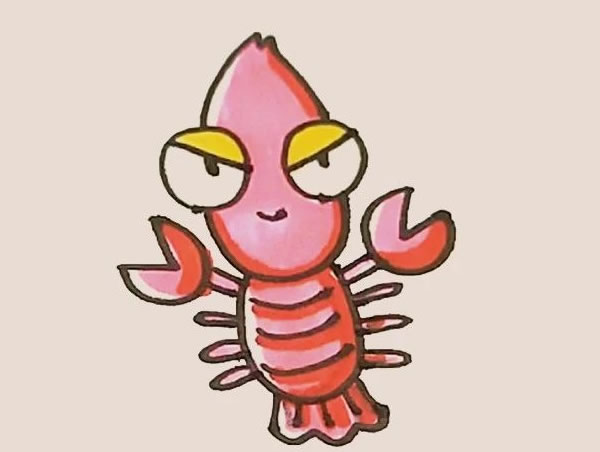 卡通龙虾简笔画教程