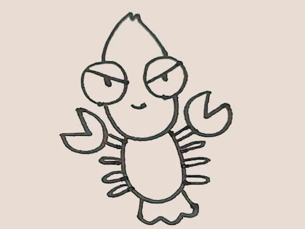 卡通龙虾简笔画教程