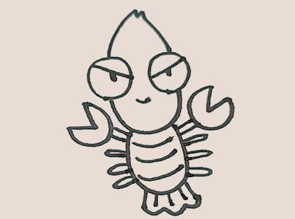 卡通龙虾简笔画教程