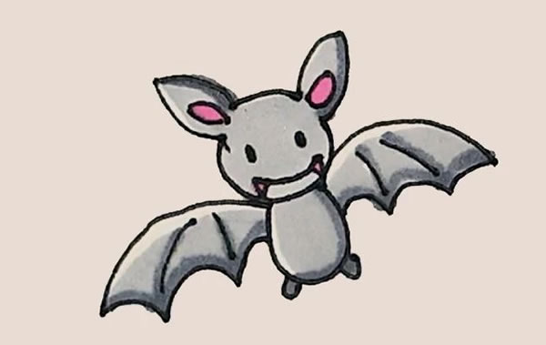 涂色的卡通蝙蝠简笔画