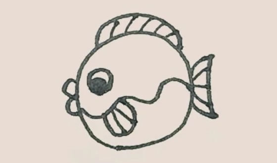 涂色的河豚简笔画教程