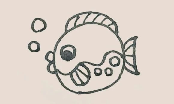 涂色的河豚简笔画教程