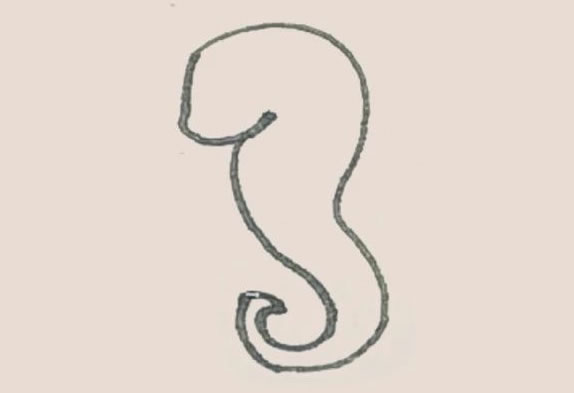 涂色的海马简笔画教程