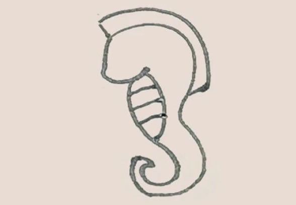 涂色的海马简笔画教程