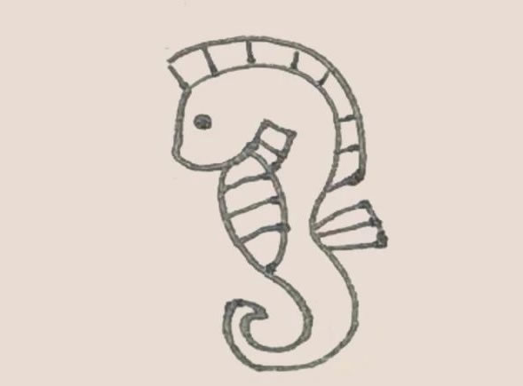 涂色的海马简笔画教程