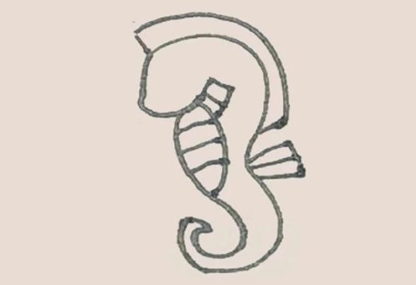 涂色的海马简笔画教程