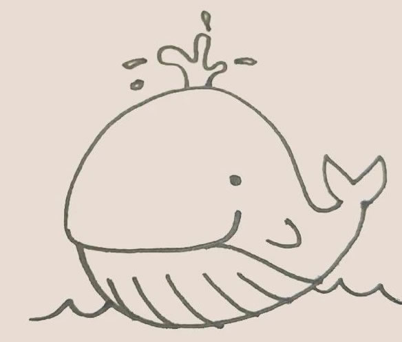 涂色的鲸鱼简笔画教程
