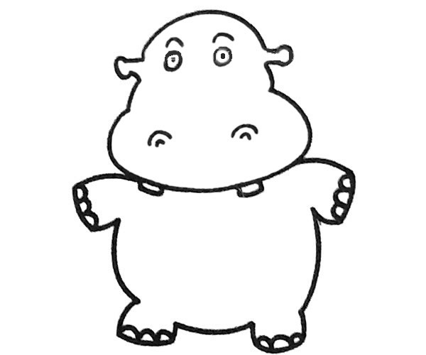 一组卡通的河马简笔画大全