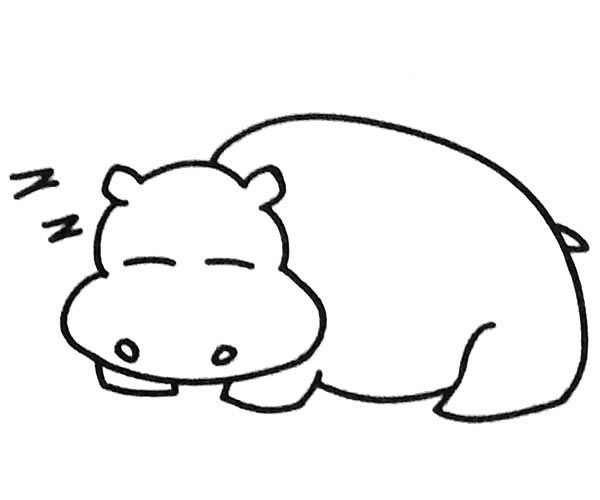 一组卡通的河马简笔画大全