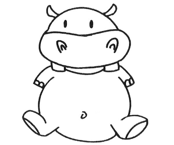 一组卡通的河马简笔画大全