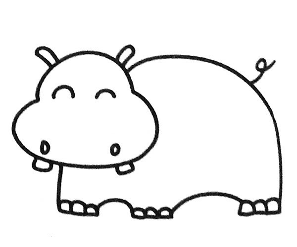 一组卡通的河马简笔画大全