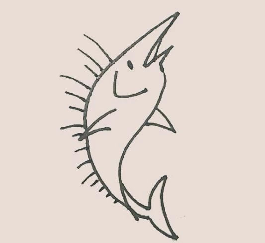 涂色的旗鱼简笔画教程 涂色的旗鱼简笔画教程