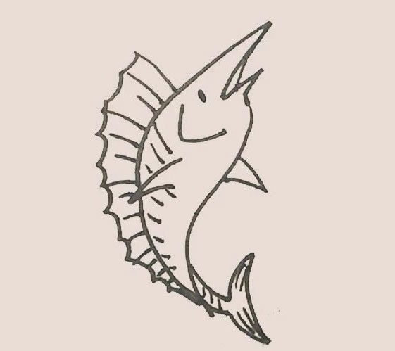 涂色的旗鱼简笔画教程 涂色的旗鱼简笔画教程