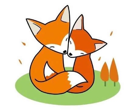 两只相拥的狐狸简笔画