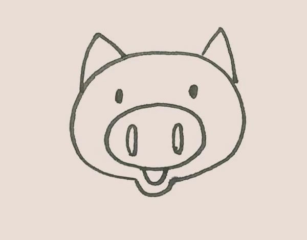 涂色的卡通小猪简笔画教程