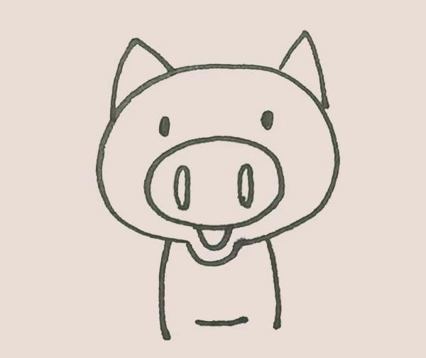 涂色的卡通小猪简笔画教程