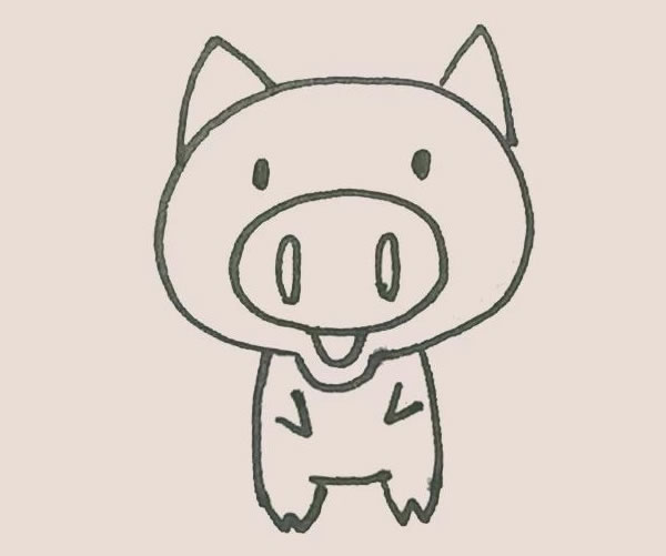 涂色的卡通小猪简笔画教程