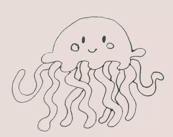 彩色的卡通水母简笔画教程 彩色的卡通水母简笔画教程