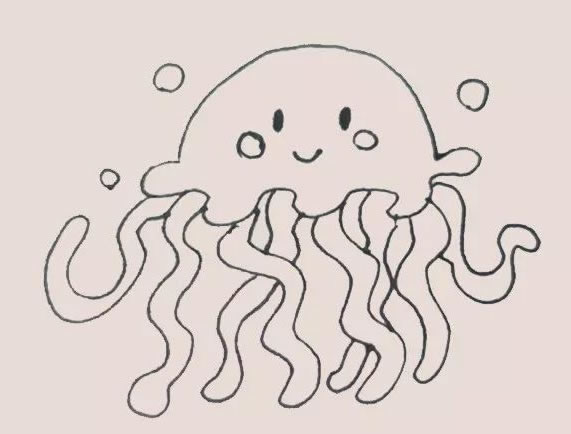 彩色的卡通水母简笔画教程 彩色的卡通水母简笔画教程