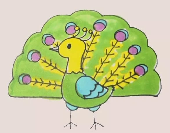 漂亮的孔雀简笔画涂色 漂亮的孔雀简笔画涂色