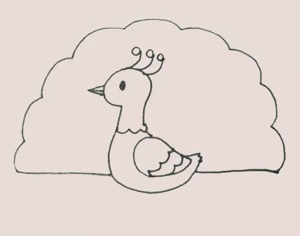 漂亮的孔雀简笔画涂色 漂亮的孔雀简笔画涂色