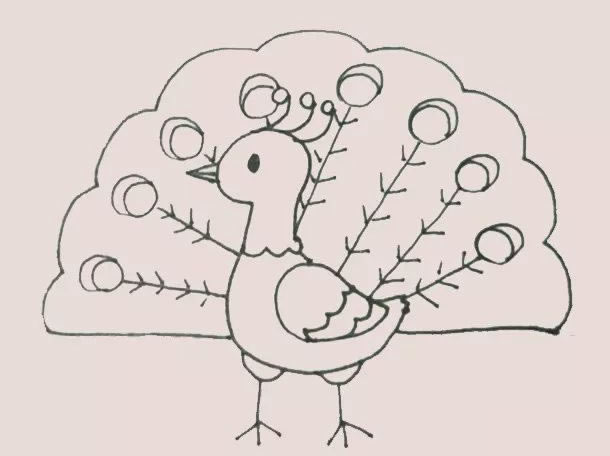 漂亮的孔雀简笔画涂色 漂亮的孔雀简笔画涂色