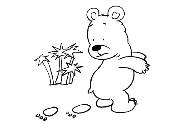 小熊和它的脚印简笔画 小熊和它的脚印简笔画