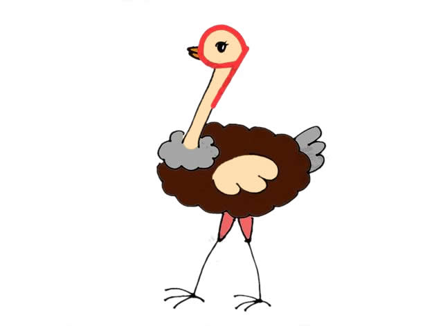 教你用数字9画可爱的鸵鸟