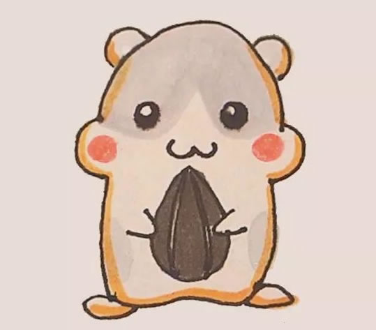 抱着瓜子的仓鼠简笔画