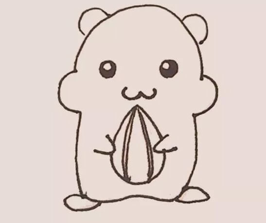 抱着瓜子的仓鼠简笔画