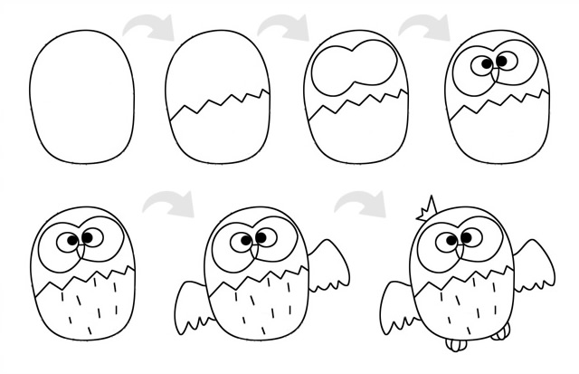 关于猫头鹰的儿童简笔画