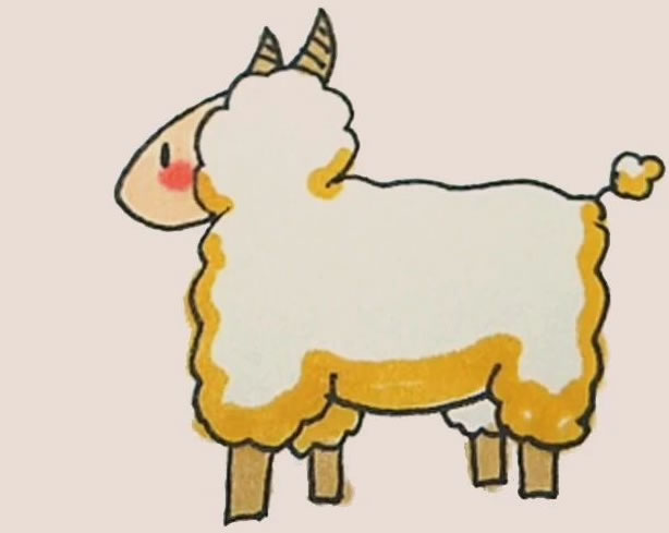 涂色的绵羊简笔画教程