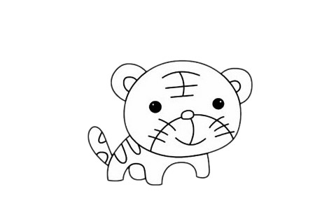 可爱的小老虎简笔画步骤