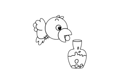 乌鸦喝水简笔画步骤教程