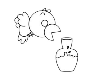 乌鸦喝水简笔画步骤教程