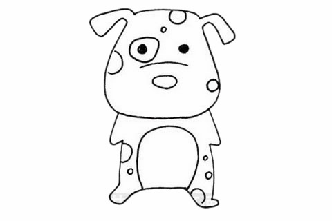 卡通斑点狗简笔画步骤教程