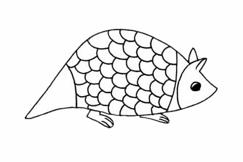 卡通穿山甲简笔画步骤教程