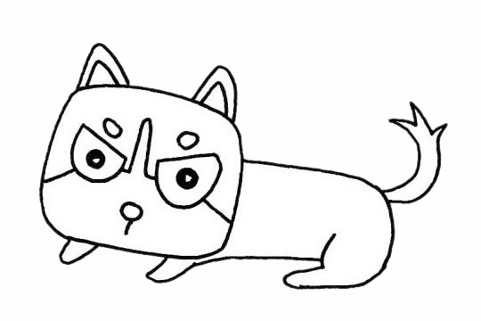 哈士奇儿童简笔画