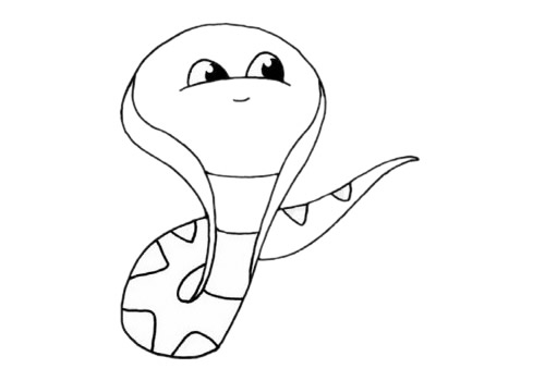 萌萌哒眼镜蛇简笔画步骤