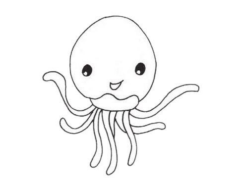 可爱的乌贼简笔画(乌贼简笔画涂色)
