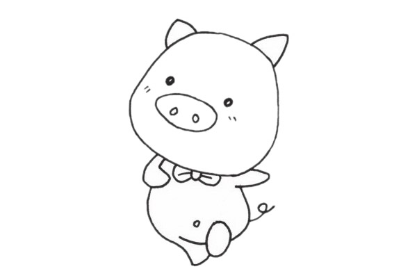 蹦蹦跳跳的小猪简笔画(小猪跳跳儿歌)