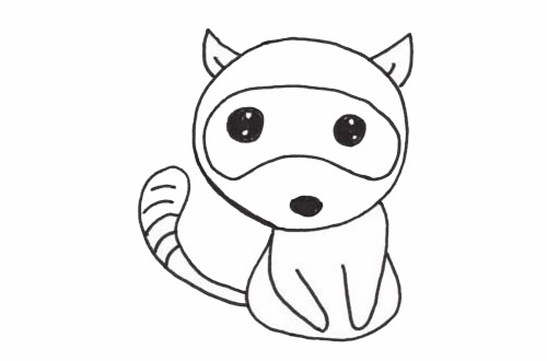 一步步教你画可爱的浣熊(画可爱很简单)