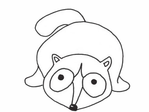趴在地上的小浣熊简笔画(健康码个人轨迹查询)