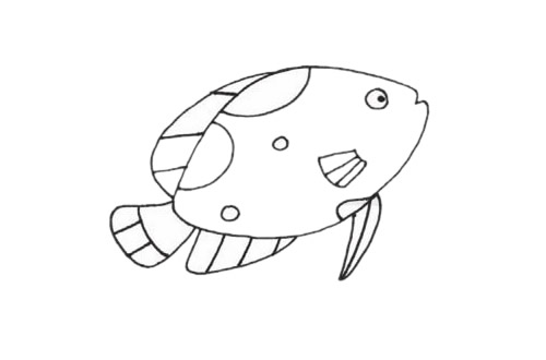 热带鱼简笔画步骤(热带鱼简笔画涂色)