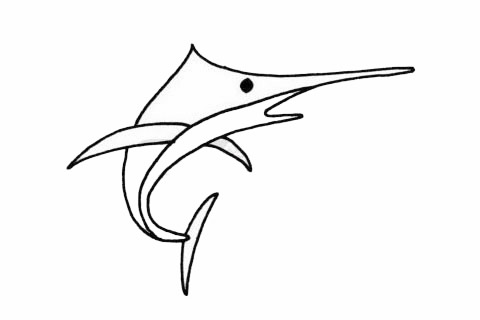 剑鱼儿童简笔画(剑鱼简单画法)