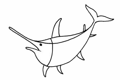 剑鱼卡通简笔画(剑鱼儿童画)