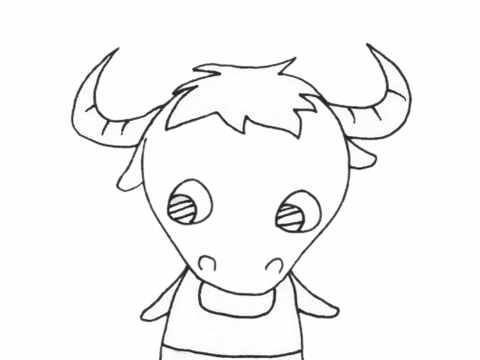 卡通牦牛简笔画(藏牦牛简笔画)