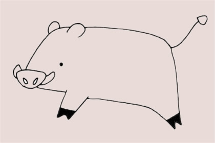 一组关于野猪的卡通简笔画